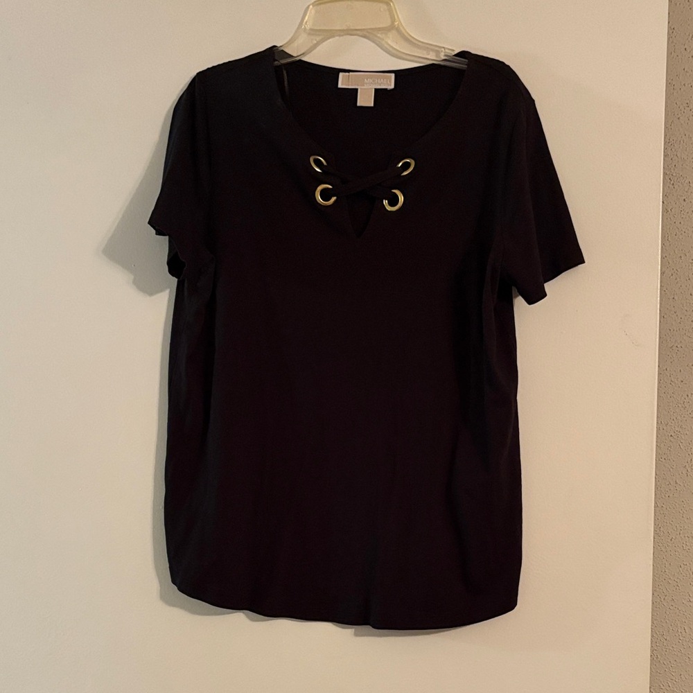 Michael Kors Black Top with Gold Eyelets